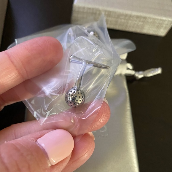 Men's Stainless Steel Golf Ball and Tee Cuff Links - Picture 1 of 4